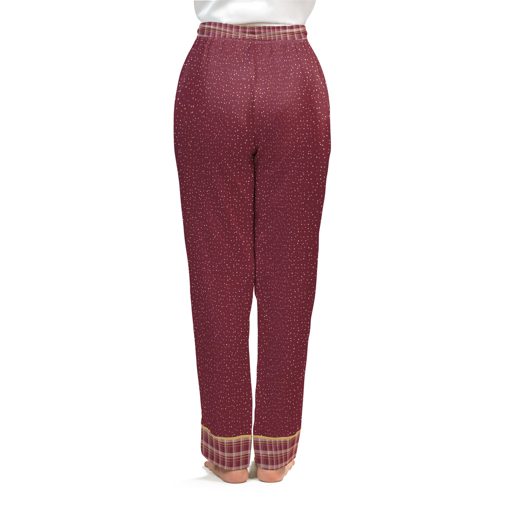 Back view of the Garnet & Honey satin pajama pants on a plain white background