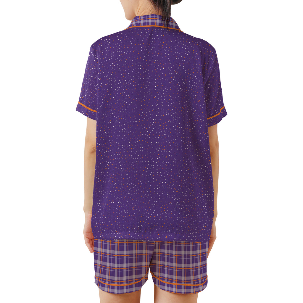 Back view of the Orange & Plum satin pajama set on a plain white background