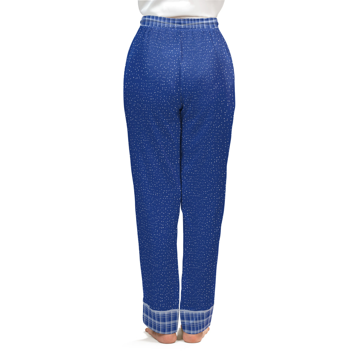 Back view of the Royal & White satin pajama pants on a plain white background
